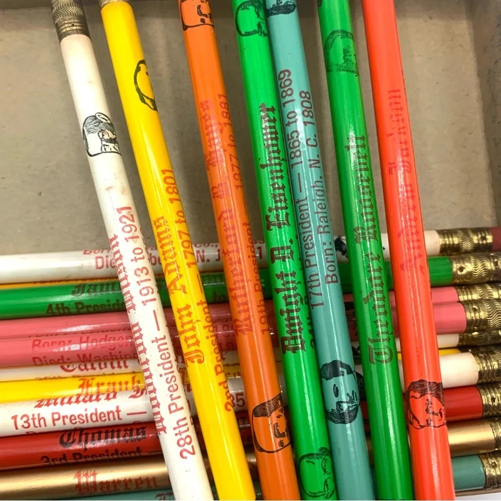 Vintage Lot Of 27 Presidents Pencils 1960s United States Pencils With Box